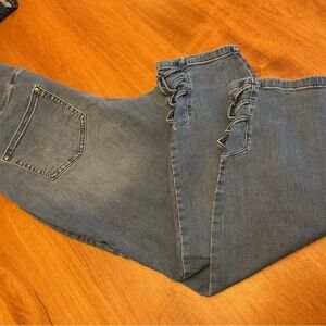 Belle by Kim Gravel Crop Jeans with criss cross detail 18wp